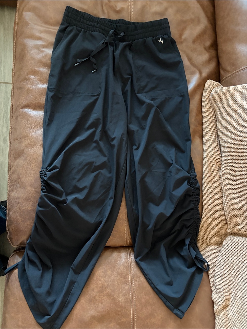 JoyLab Black Ruched Side Drawstring Joggers